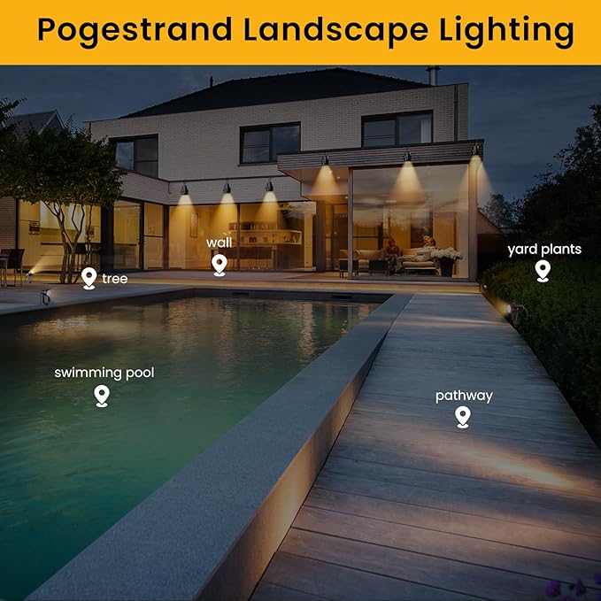 Low Voltage Landscape Lighting,8 Pack Outdoor LED Landscape Spotlights with Transformer 27V Garden Lights Pathway Lights IP65 Waterproof 3000K Warm White