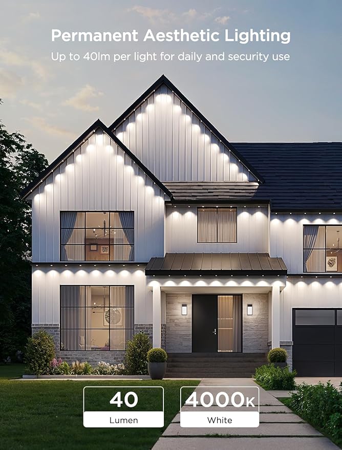 Govee Permanent Outdoor Lights 2, 100ft RGBIC Outdoor Lights with 16 Million Colors and 100 Scene Modes, IP67 Waterproof, Holiday & Party Decorations, Works with Alexa, Google Assistant, White