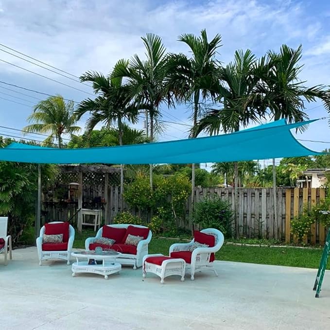 Quictent 20x16ft Rectangular Sun Shade Sail 185G HDPE Canopy 98% UV Block Outdoor Patio Garden Commercial Deck with Hardware Kit (Turquoise)