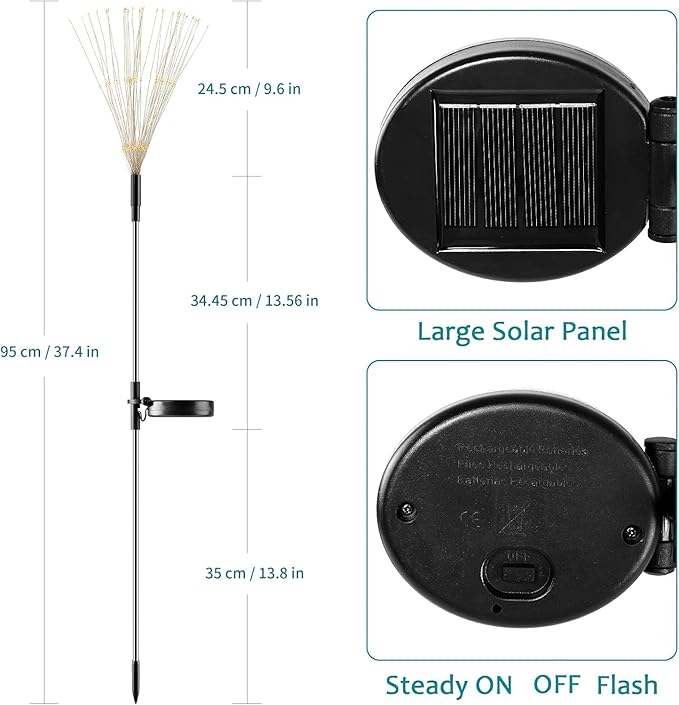JJGoo Solar Firework Lights, 2 Pack 180 LEDs 2 Lighting Modes Solar Lights Outdoor Waterproof for Garden Patio Walkway Pathway Party Wedding Christmas Decorative - Cool White