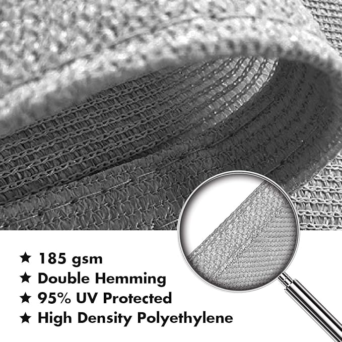 KANAGAWA Sun Shade Sail Curved 16'X20' Gray Rectangle Outdoor Shade Cover UV Blovk Canopy for Patio Garden Backyard Heavy Duty Permeable 185GSM (We Make Custom Size)