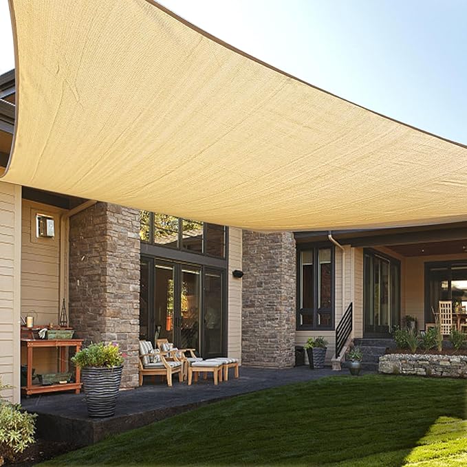 LOVE STORY Custom Size 10'x14' Sand Sun Shade Sail Rectangle UV Block Canopy Patio Sail Sunshades Fabric for Outdoor Garden Carport (We Make Custom Size)