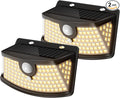 Aootek New Solar Motion Sensor Lights 120 LEDs with Lights Reflector,270° Wide Angle, IP65 Waterproof, Step Lights for Front Door, Yard, Garage, Deck (Black, Warm White, 2-Pack)