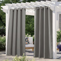 NICETOWN Patio Outdoor Curtain Waterproof, Thermal Insulated Stainless Steel Rustproof Grommet Blackout Indoor Outdoor Curtain/Drape for Party/Cottage, Slate Grey, 1 Panel, W52 by L84