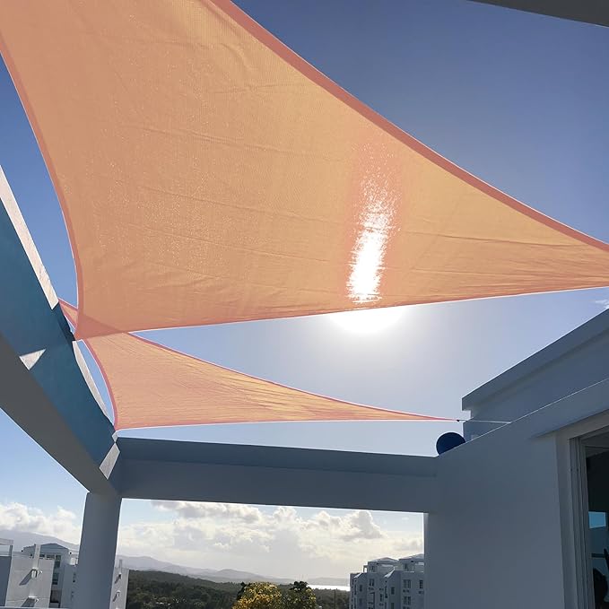 SUNNY GUARD Custom Size 13'x13'x13' Peach Fuzz Sun Shade Sail Triangle UV Block Shade for Backyard Yard Patio Deck Garden(Customized)