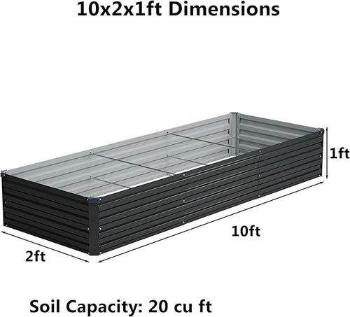 10x2x1 ft(2 Pack) Galvanized Raised Garden Bed,Outdoor Planter Box Metal Patio Kit Planting Bed for Vegetables Flowers and Succulents,Black