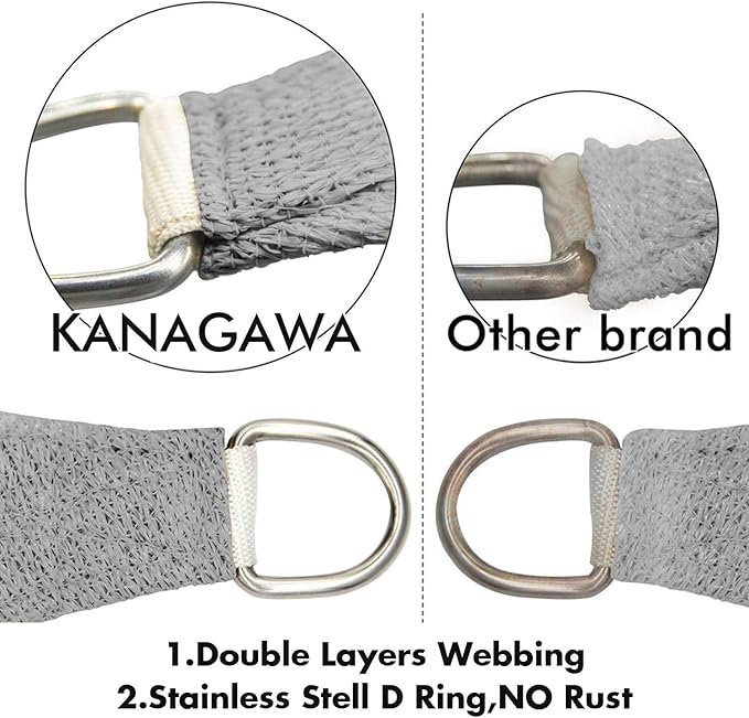 KANAGAWA Sun Shade Sail 13'x20' Gray Rectangle UV Block Canopy Awning Shelter Fabric Cloth Screen for Outdoor Patio Garden Backyard