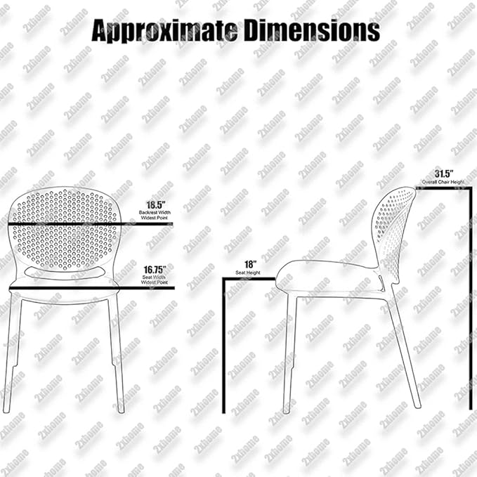 2xhome Modern Pool Patio Chair, Stackable Dining Side Chair for Indoor Outdoor Kitchen Living Room Restaurant, Blue