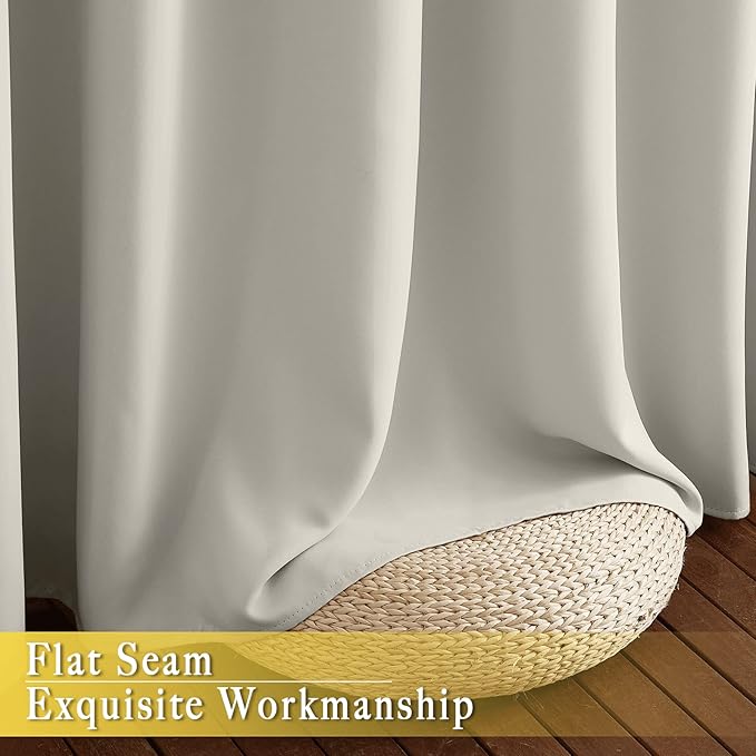 NICETOWN Sliding Door Window Treatment Blackout Patio Door Curtain Panels, Privacy Thermal Drapes for Bedroom Living Room Department with Grommet Top (Natural, W66 x L110)