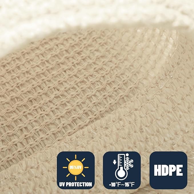 SUNNY GUARD Custom Size 16'x28' Rectangle Butter Cream UV Block Sunshade for Backyard Yard Deck Patio Garden Outdoor Activities and Facility(Customized)