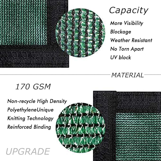 UPGRADE Privacy Screen 6' x 25' Fence Commercial Shade Cover with Brass Grommets Heavy Duty Perfect for Outdoor Back Yard, Dark Green, Customizable