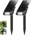 EZVALO Solar Spot Lights Outdoor IP67 Waterproof, Adjustable Solar Landscape Lights, 3 Lighting Modes Solar Spotlights for Outside Yard Garden Plant Trees Pathway Flag (Cool White-2Pack)