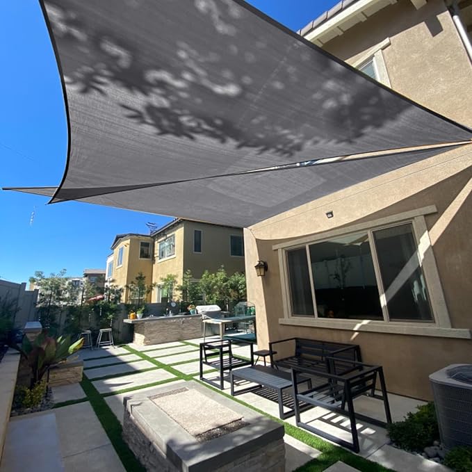 SUNLAX Sun Shade Sail 6' x 8' x 10' Dark Grey Rectangle Canopy Sail Shade Cover UV Block Permeable Sunshade Outdoor for Patio Backyard Deck Pergola (We Make Custom Size)