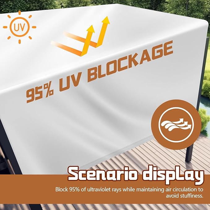 Universal Pergola Replacement Canopy Outdoor Canopy Shade Cover Waterproof Shade Top Cover for Outdoor Patio Porch Backyard(17 x 6.8 ft,Beige)