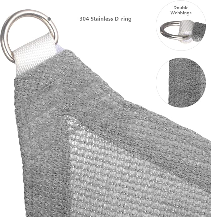 Eden's Decor Straight Flat-Edged Sun Shade Sail Rectangular 4' x 20' Grey UV-Blocking Outdoor Canopy Fabric Cloth Awning for Pergola Patio Garden Backyard Custom Size