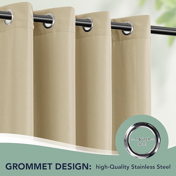 Outdoor Curtains for Patio Waterproof - 6 Panels Privacy Weatherproof Outside Curtains with Grommets for Pergola, Gazebo, Porch, Cabana, Balcony, 54 x 108 Inch, Cream