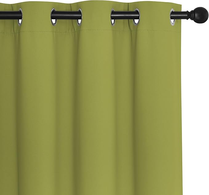 NICETOWN Blackout Short Curtain 63 inches Long for Windows, Thermal Insulated Curtain Grommet Room Darkening Window Treatment for Bedroom/Living Room, 1 Panel, W46 x L63, Fresh Green
