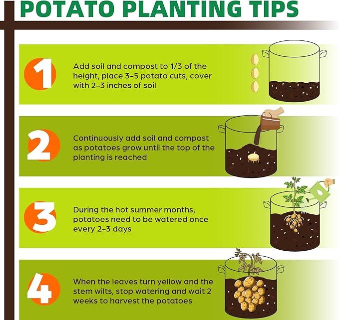5 Pack 5 Gallon Grow Bags, Thickened Nonwoven Fabric Planter Pots with Handles, Heavy Duty 300G Garden Pots for Tomato, Potato and Vegetable