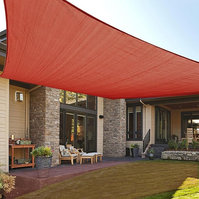 LOVE STORY Custom Size 5'x9' Terra Red Sun Shade Sail Rectangle UV Block Canopy Patio Sail Sunshades Fabric for Outdoor Garden Carport (We Make Custom Size)