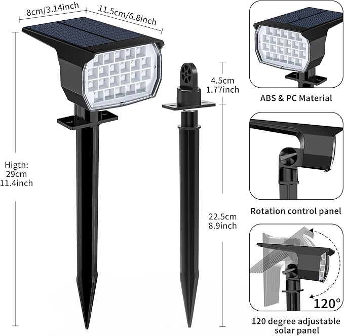 Solar Spot Lights Outdoor Color Changing, [7 Mode/12 Pack] Christmas Landscape Spotlights, Solar Lights Outdoor Waterproof, Solar Led Powered Flood Light for Outside Pathway Yard Garden Walkway