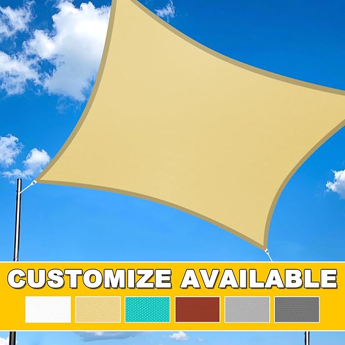 Artpuch Waterproof Sun Shade Sail, 12'x12' Dark Grey Rectangular, UV Resistant Rain Canopy, Curved Edges Shade Cloth for Outdoor Patio, Deck, Yard (Customizable)