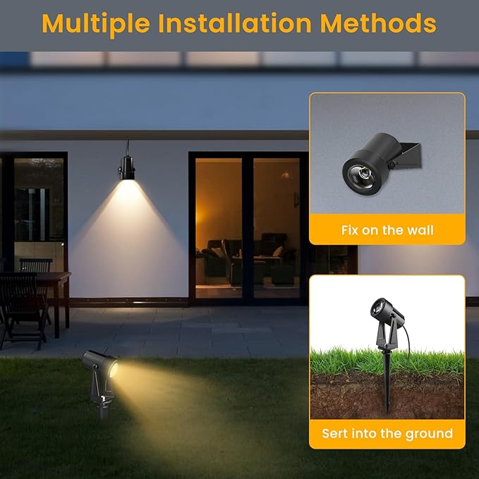 Low Voltage Landscape Lighting,8 Pack Outdoor LED Landscape Spotlights with Transformer 27V Garden Lights Pathway Lights IP65 Waterproof 3000K Warm White