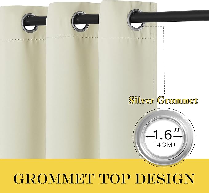 NICETOWN Blackout Patio Curtains 100 x 144 Inches Long for Sliding Door Extral Wide Blackout Curtain Panels Thermal Insulated Room Divider - Grommet Top, 100" W x 144" L, 1 Panel, Beige