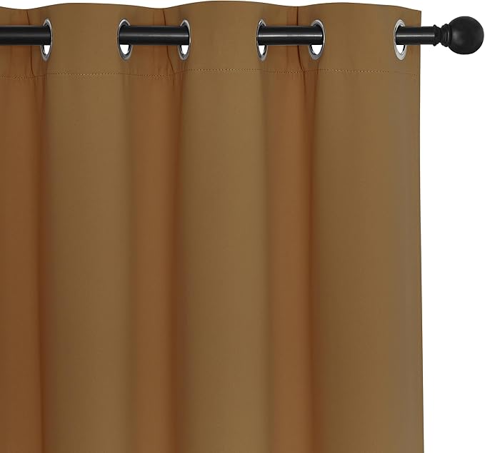 NICETOWN Room Divider Curtain 132 Inches Long, Wide Blackout Sliding Door Curtain for Bedroom, Room Darkening Privacy Window Curtain for Patio Door (1 Panel Set, Gold Brown, 80 x 132 Inch)