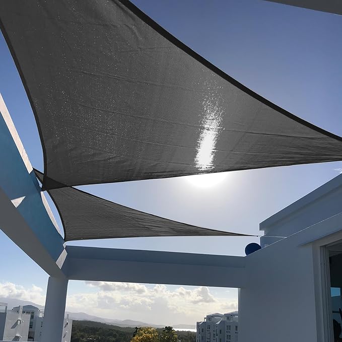 SUNNY GUARD Custom Size 11'x14'x14' Triangle Graphite Grey UV Block Sunshade for Backyard Yard Deck Patio Garden Outdoor Activities and Facility(Customized)