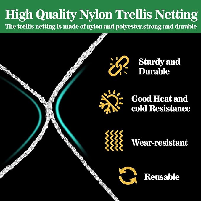 Sukh Garden Plant Trellis Netting - 3 PcsTrellis Net Polyester Trellis Netting Garden Square Mesh for Climbing Plants Fruits Vegetables VinesGrow Tents