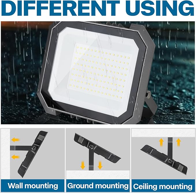 4 Pack LED Flood Lights Outdoor, 100W 10000LM Super Bright Floodlight Outside Work Light with 5.9FT Plug, IP65 Waterproof 6000K Outdoor LED Flood Light for Garage, Yard, Lawn, Garden