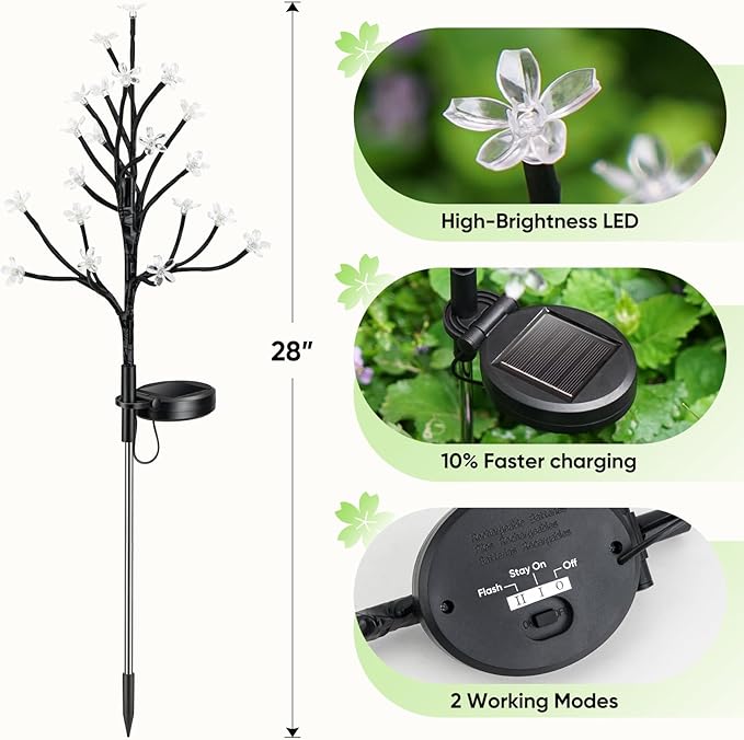 Solar Garden Lights Outdoor,Solar Lights Outdoor Decorative Waterproof for Outside 6Pack, 120Led Solar Flowers Garden Decor, Yard Pathway,Patio Fairy Decorations,Gardening Gifts for Women Mom