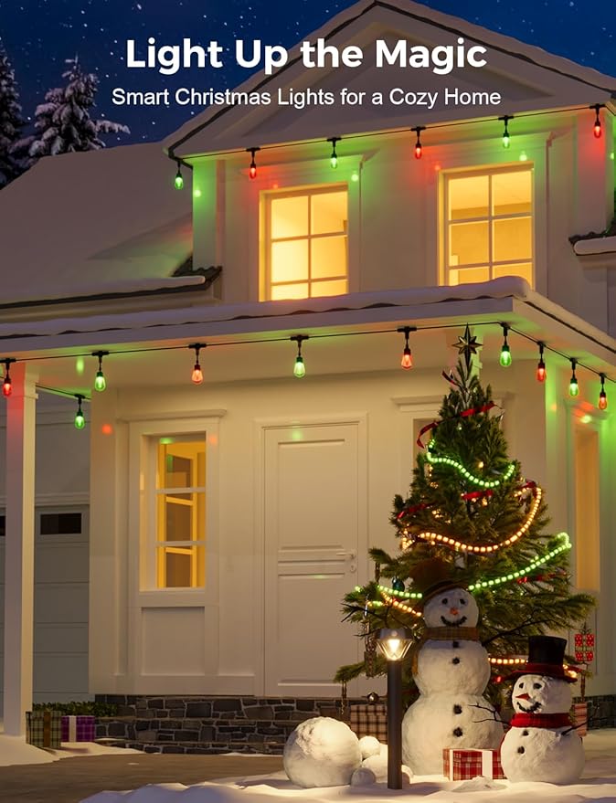 XMCOSY+ Smart Outdoor String Lights, 123Ft Patio Lights Waterproof, App Control, Compatible with Alexa, RGBCWIC Color Changing LED String Light for Outside