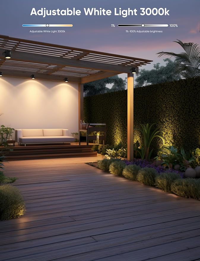 APPECK Landscape Lighting, RGBW Color Changing Low Voltage Landscape Lights with APP Control, IP65 Waterproof Outdoor Spotlights for Garden Yard Outside Decoration, 8 Pack