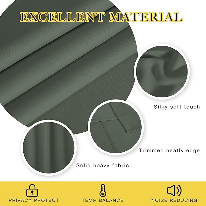 NICETOWN Bedroom Curtain Room Darkening Drapery 102 inches Length - Home Fashion Thermal Insulated Grommet Room Darkening Curtain for Living Room (Dark Mallard, 1 Panel, 52 x 102 inches)