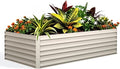 GarveeLife 6x3x2 ft Galvanized Raised Garden Bed, 24" Tall Metal Planter Box for Flowers Vegetables, Rust-Resistant Raised Garden Beds for Gardening, Easy Assembly Outdoor Garden Box & Planters,Beige