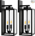 18in Large Outdoor Wall Light Fixtures, Exterior Lighting Fixtures Porch Sconces Wall Mounted, Waterproof Black Outdoor Wall Lanterns Lamps, Outside Lights for House Patio Front Door Entryway, 2-Pack