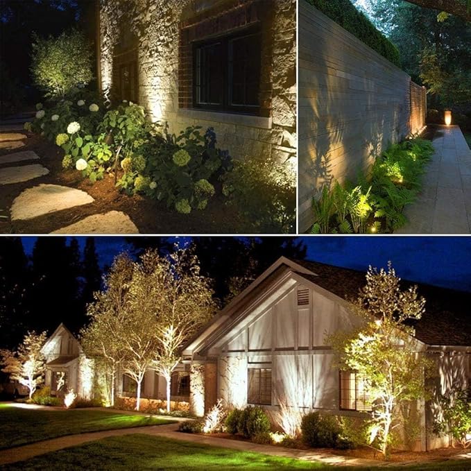 SUNTHIN Outdoor Landscape Lighting, 10 Pack Outdoor Spot Lights with Transformer for Yard, Plant, Lawn, Tree, Flags, House, Garden, Fence Use, IP65 Waterproof & Connectable