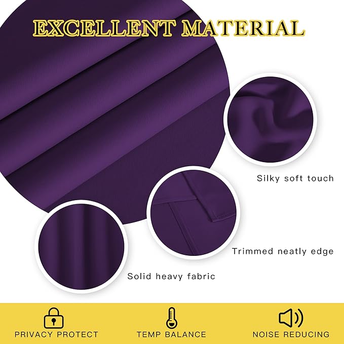 NICETOWN Blackout Curtains & Drapes - Privacy Thermal Efficiency Backdrop Curtains for Bedroom Room Divider Living Room Patio Sliding Glass Door, Wide 80 x Long 144 inch, Royal Purple, 1 Panel