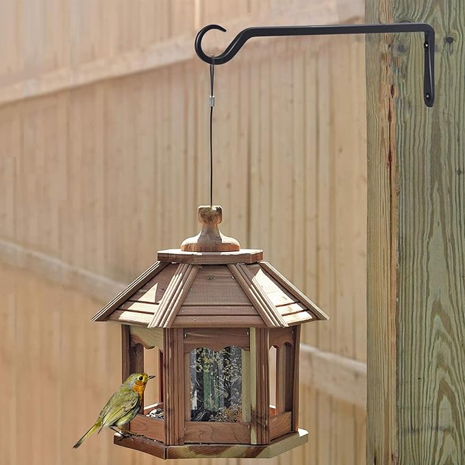 12inch 4 Pack Plant Hanger, Sturdy Hanging Plant Hangers Outdoor, Bird Feeder Hanger for Bird Feeders, Planters, Lanterns, Wind Chimes Indoor Outdoor, Upgrade Black