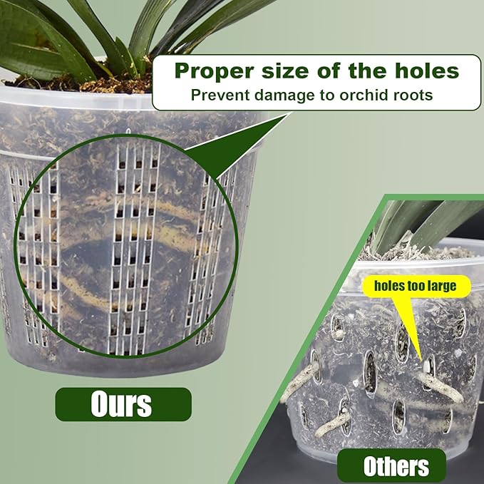 Orchid Pot with Saucers, 4 Each of 4.3",5.5" Orchid Pots with Holes, 8PcsClear Plastic Planter for Indoor Outdoor Plants (4 Each of 4.3,5.5" with Saucers)