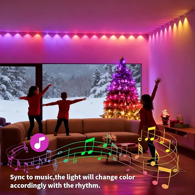 Permanent Outdoor Lights, 100ft Smart Eave Lights with RGB LED Light, IP67 Waterproof, App Control, DIY RGB Light for House Halloween Decorations