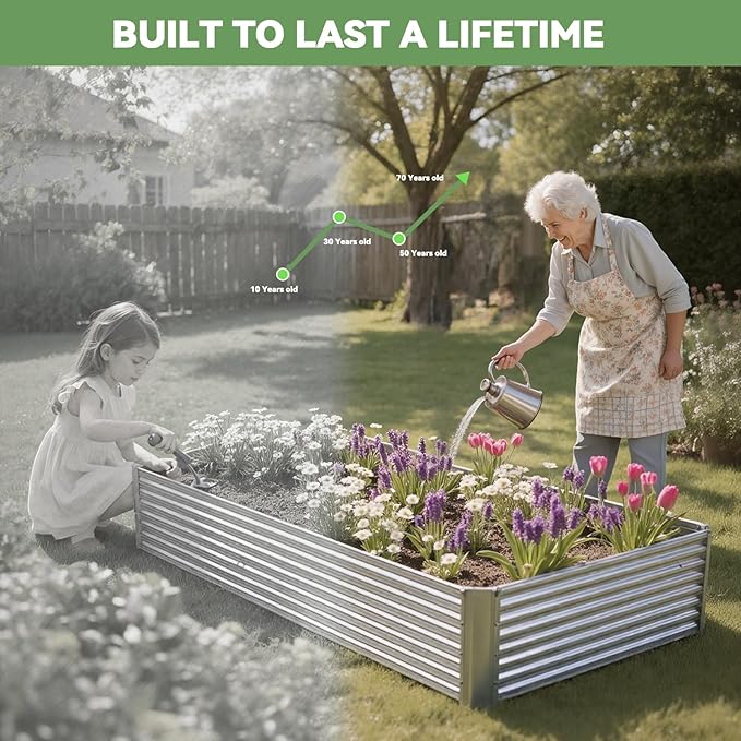 3 Pack 6x3FT Raised Beds for Gardening, Corrugated Galvanized Steel Raised Garden Bed, Outdoor Metal Above Ground Garden Bed for Vegetables and Flowers(Rectangular)
