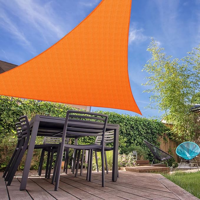E&K Sunrise 7' x 7' x 7' Sun Shade Sail Triangle Canopy Shade Cover UV Block for Patio Backyard Garden Outdoor (Orange)