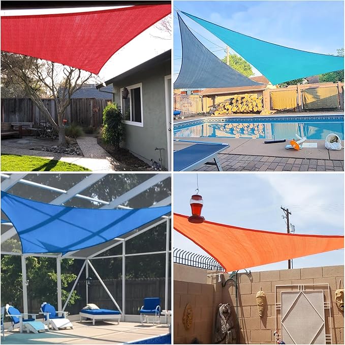 E&K Sunrise 21' x 21' x 21' Sun Shade Sail Triangle Canopy Shade Cover UV Block for Patio Backyard Garden Outdoor (Green)
