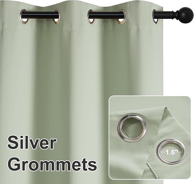 RYB HOME Outdoor Curtains for Patio Waterproof Block Sunlight Thermal Insulated Privacy Assured Thick Outside Curtains for Pergola, Deck, Gazebo, W52 x L90, Sage Green, 1 Panel