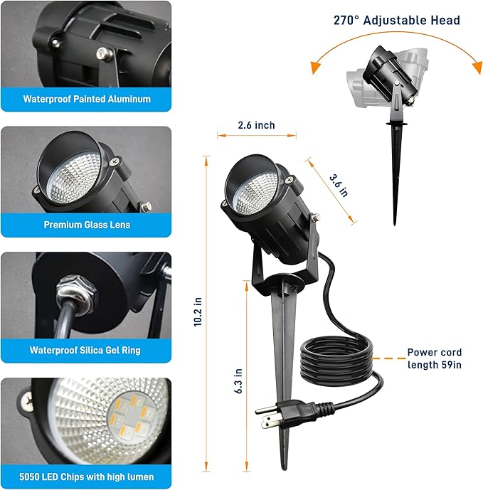 Halloween Christmas Outdoor Spotlights,12W RGBW Colors Changing Landscape Spotlight with Remote Control, IP65 Waterproof 110V Plug in LED Spotlight Outdoor for Yard Garden House (4Pack)