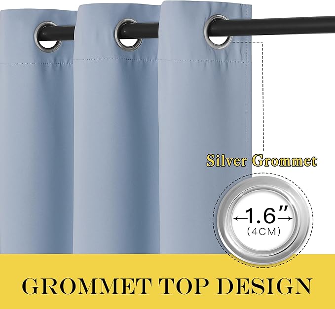 NICETOWN Blackout Curtains & Drapes - Privacy Thermal Efficiency Backdrop Curtains for Bedroom Room Divider Living Room Patio Sliding Glass Door, Wide 80 x Long 144 inch, Vintage Blue, 1 Panel