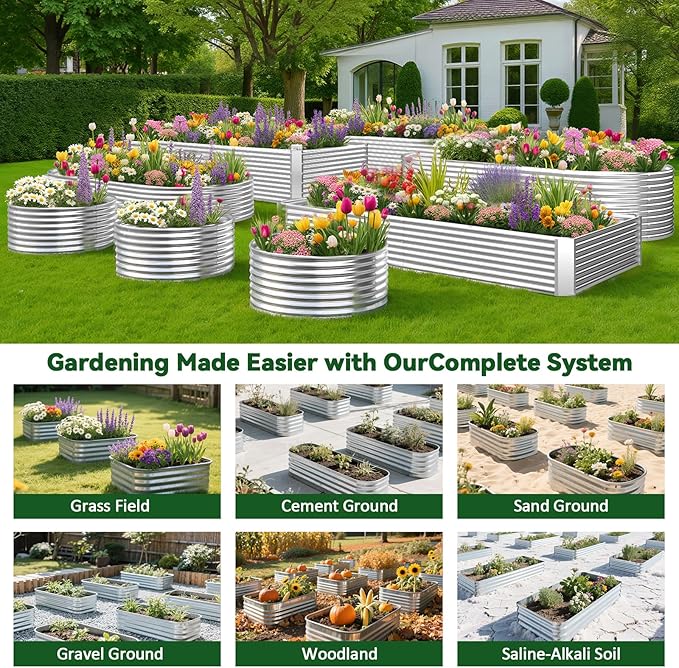 3 Pack 6x3FT Raised Beds for Gardening, Corrugated Galvanized Steel Raised Garden Bed, Outdoor Metal Above Ground Garden Bed for Vegetables and Flowers(Rectangular)