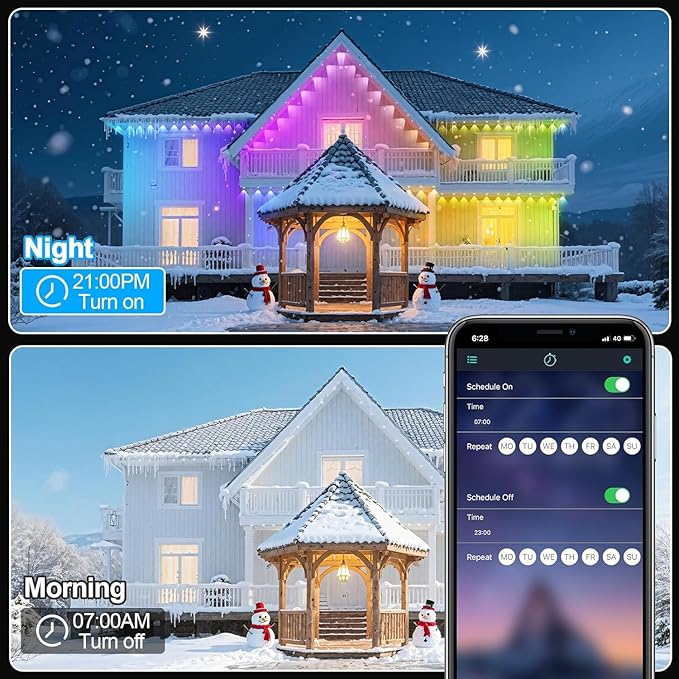 100FT Permanent Outdoor Lights for House Waterproof, IP67 LED Eave Lights with App/Remote Control, Outdoor Permanent led Lighting for House Roof Decor,Christmas,Party,All Holiday and Daily